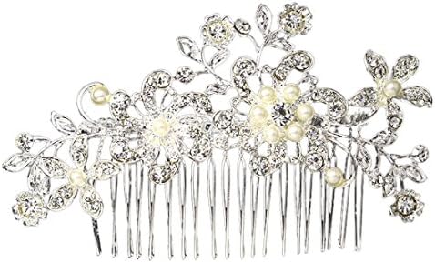 Hair Fascinator Comb - Chicone Ladies Bridal Wedding Prom Flower Hair Clip Headband with Rhinestone Pearls