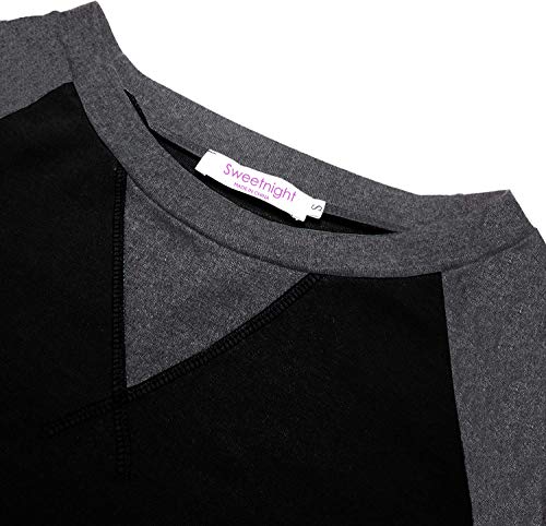 Long Shirts for Women Black Tops Long Sleeve Soft Casual Loose Color Block M
