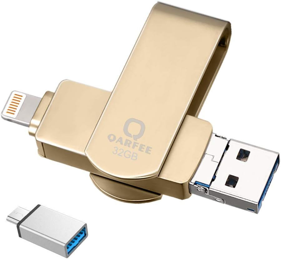 Amazon 高速データ転送 Qarfee Iphone Usbメモリ 128gb強化版 フラッシュドライブ 4 In 1フラッシュメモリ Ios 13 対応 Iphone Pc Android Ipad対応 容量不足解消 360度回転式 両面挿し パスワード保護 亜鉛合金製 Type C変換アダプター付属 日本語取扱説明書付き