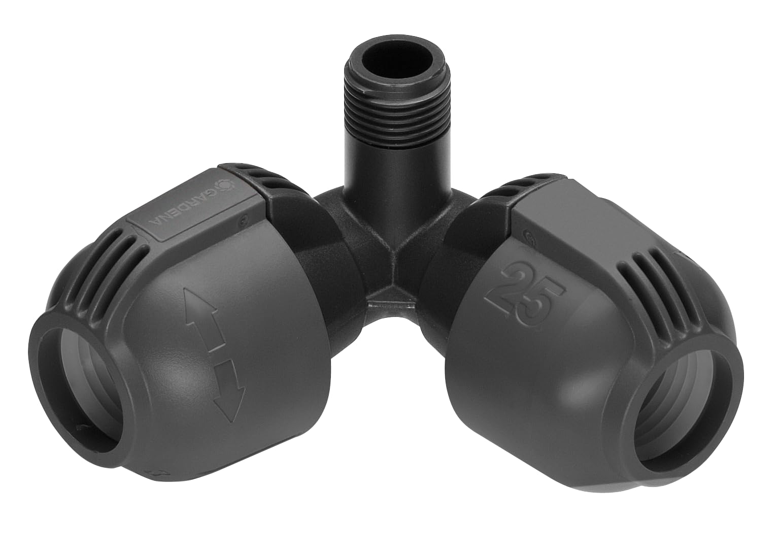 Gardena sprinkler system Elbow with external thread: Connector for connection in the corner area of ​​Versenregner T 380, 25 mm x 1/2 inch, Quick & Easy connection technology (2782-20)
