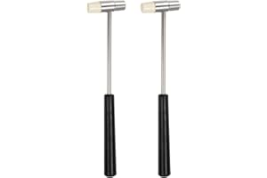 HARFINGTON 2pcs Double Face Small Plastic Metal Hammer 7" Round Dual Head Multifunctional Mallet with Soft/Hard Tips for Jewe