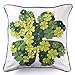 Shamrock Green Throw Pillows Covers 18x18 Embroidery Clovers Irish Pillow Cases Applique Diamond Throw Pillow Cover White Spring Green