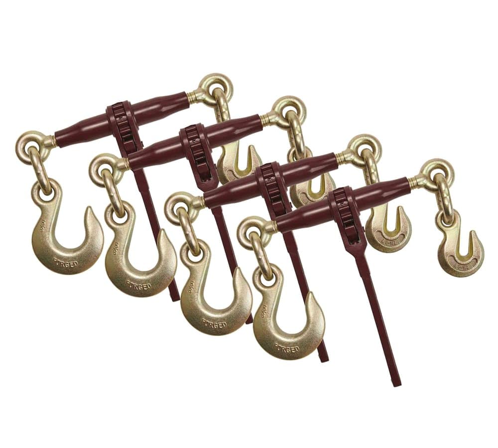 Photo 1 of Mytee Products (4 Pack) PRO Heavy Duty Chain Specialty Binder Ratchet Style 3/8"-1/2" Grab Hook & 5/8" Slip Hook, 12,000 lbs WLL