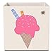kaikai & ash Canvas Storage Bin, Nursery Bedroom, Toy Box Cube Organizer for Kids Newborns and Infants, Baby Shower Gift Basket, 13 inch Square, Collapsible, Ice Cream