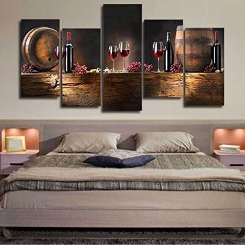 5Pcs/set Vintage Canvas Casks Wine Wall Pictures Paintings