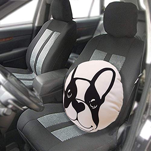 Frenchic French Bulldog Car Seat Office Chair Cushion Protect Back Lumbar Support Soft Pillow Black White Dot Sublimation Cover (No inner bag)