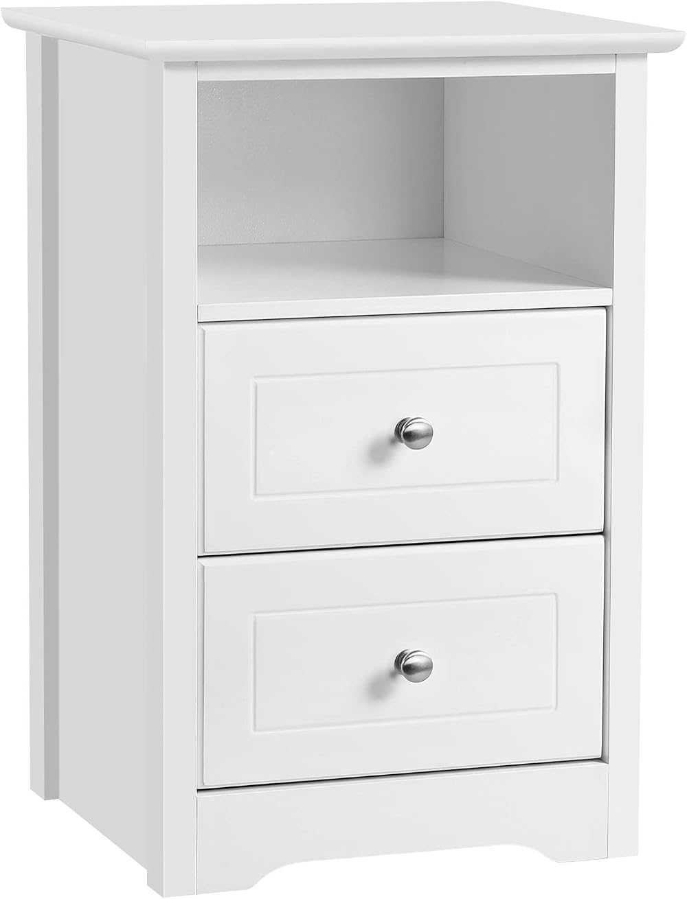 Yaheetech Bedside Table White 2 Drawers Open Shelf 40x35x60 cm MDF