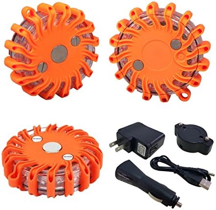 Car Flare Kit, COZONTE Rechargeable Boat Safety kit Led Warning Lights Car Safety SOS Flashing Beacons with Magnetic Base (3 Packs) for Vehicles and Boat