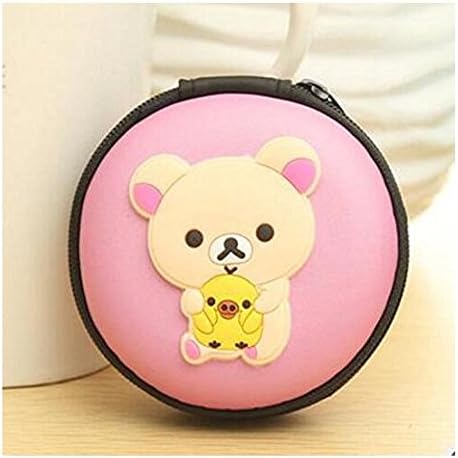 Gelaiken Round Earphone Storage Box Data Line Container USB Storage Case (Pink)