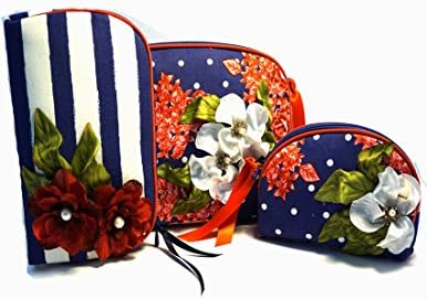 Set of 3 Custom Makeup Cases - Red, White and Blue