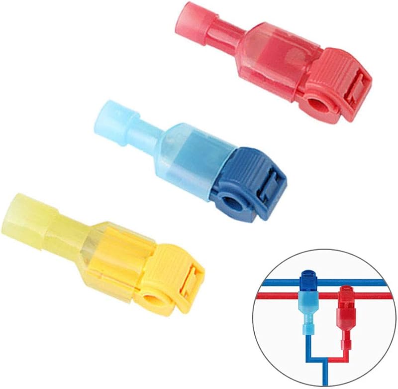 Aiqeer 100Pcs T-Tap Wire Connectors Quick Splice Fully Insulated Spade Set Red