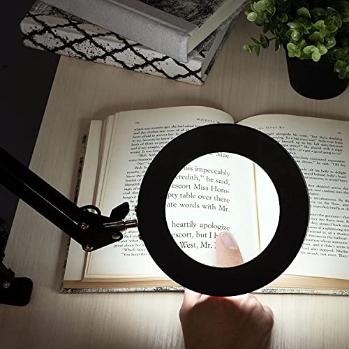 Xulavu LED Magnifying Lamp Desktop Lighted Magnifier Lamp with Extra