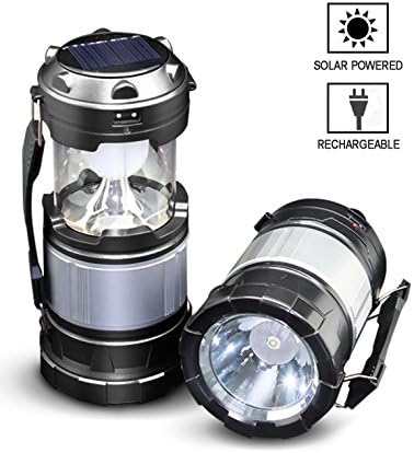 AGARE Ultra Bright Portable Outdoor LED Camping Lantern Solar Lamp Handheld Flashlights Collapsible，Multi Purpose - for Hiking,Camping, Emergencies, Hurricanes, Outages, Storms (Black)
