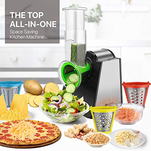 Flexzion Electric Mandoline Cheese Vegetable Slicer Chopper Shredder Grater, Salad Maker Potato