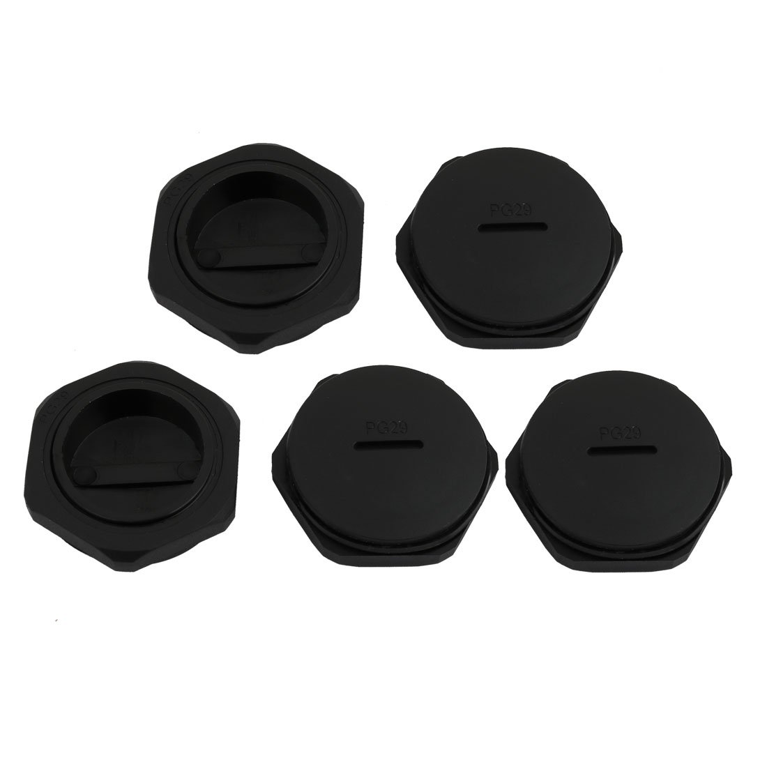 sourcingmap 5pcs PG29 Nylon Male Threaded Cable Gland Cap Round Screw-in Cover Black