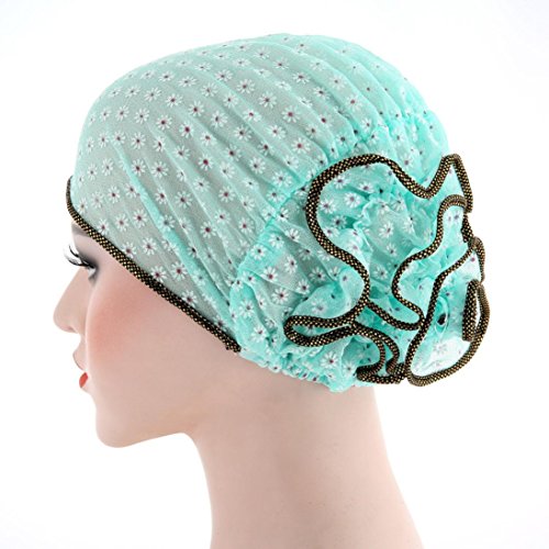 TOOPOOT Muslim Women's Cap Silk Yarn Turban Cancer Chemo Hats Loss Head Scarf Wrap Cap (Green) - Thumbnail 4