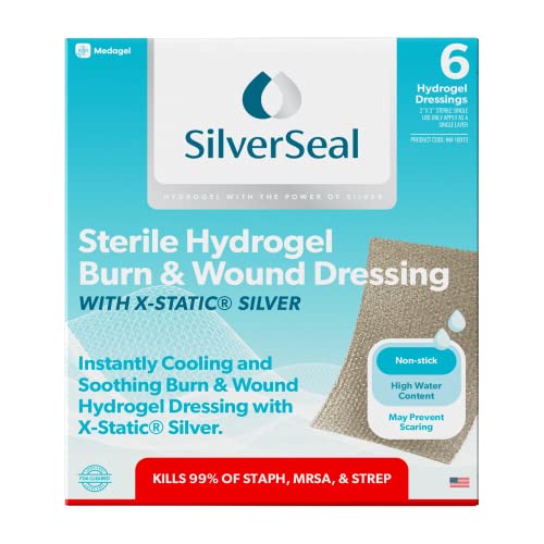 SilverSeal Burn and Wound Dressing, Hydrogel Pads with XStatic Silver, Soothing, Moist