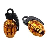 Ularmo 2PCS Grenade Alloy Valve Caps Dust Covers Bike Bicycle MTB BMX Car