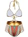 Zando Women Tribal Print Bikini African Metallic Swimsuit Two Piece Beachwear Cutout Halter Neck Bathing Suit Swimwear Red M (US Size 4-6)