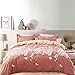 Nanko Pink Duvet Cover Set Queen - Floral Printed, 3 Piece - 1200 TC - 90x90 Luxury Microfiber Down Quilt Bedding Cover with Zipper, Ties for Women, Coral