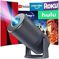 WISHOLY Projector for Home Use, Android TV Included, 270° Rotation, Small Size, 18,000 LM, 1080P, WiFi6, Ceiling Projection, Wi-Fi, Automatic Keystone Correction, Bluetooth 5.4, Built-in HiFi Speaker
