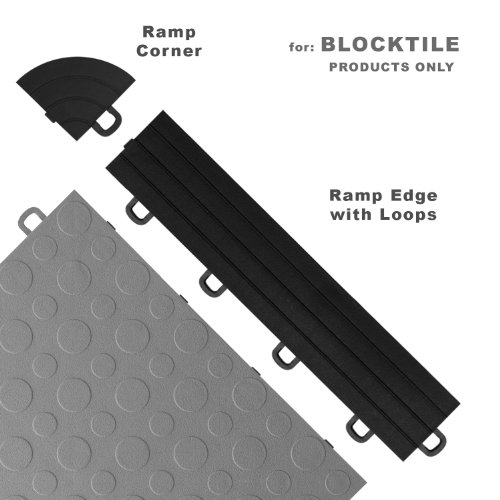 BlockTile R1US4212 Interlocking Ramp Edges with Loop, Black, 14-Pack