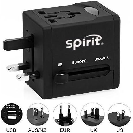 Universal USB Travel Power Adapter - All In One Wall Charger AC Power Plug Adapter For USA EU UK AUS Cell Phone Laptop Including Smart Power USB Charging Port