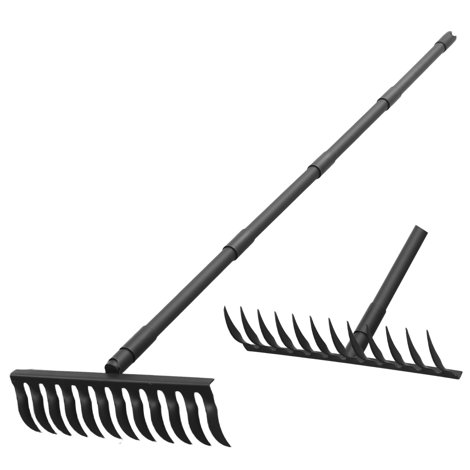 Photo 1 of 60" Bow Rake 12 Tines Metal Head Rakes with Adjustable Handle, Thatch Rake for Gathering Thatch Loosening Soil Leveling Lawn Farming Land