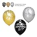 Unomor 40th Birthday Decorations with 40th Birthday Balloons in Black, Silver and Gold for Birthday Supplies—30 Pack