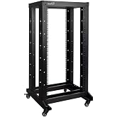 NavePoint 4ft Open Frame 19 Inch 22U 4-Post Network Server Relay Rack Rolling with Casters