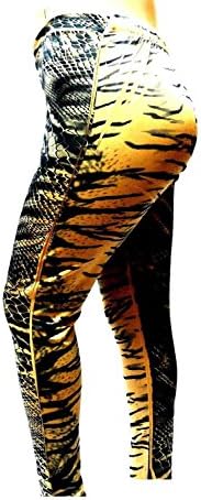 YUMMY PLUS 1273-B SNAKE PRINT BEIGE &amp; BLACK Leggings WOMENS PLUS Size SKINNY LEG (2X)