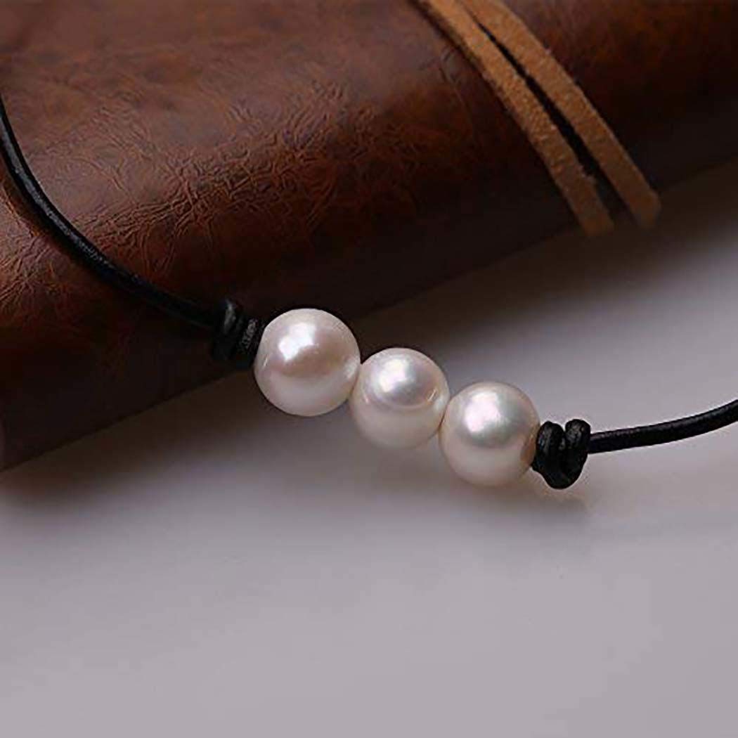 Hotstype Women Casual Charming White 3 Imitation Pearls Necklace Pendent Necklace Jewelry Pendants