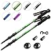 High Trek Trekking Poles (Pair) w/Sweat Absorbing EVA Grips - Your Collapsible Hiking Poles/Lightweight Walking Stick Set - Tungsten Tips and Flip Locks - Hiking Sticks for Men & Women