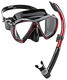Phantom Aquatics Velocity Scuba Snorkeling Mask Snorkel Set, Black Red