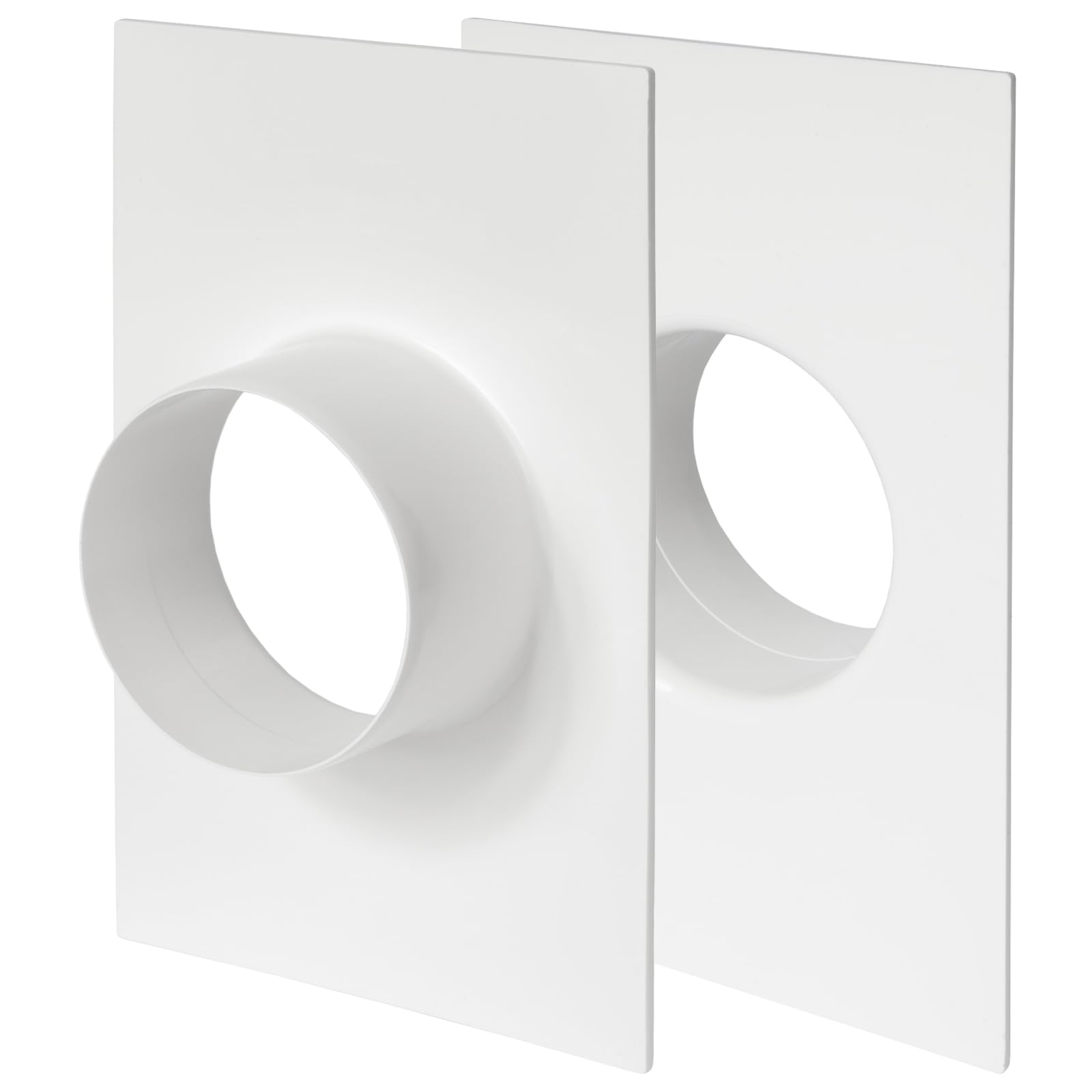 Repa Market 4 Inch / 100 mm Pack of 2 Duct Connector Flange - Plastic Straight Pipe Wall Plate for Heating Cooling Ventilation System - Plumbing or Air Exhaust and Inlet Fitting - Dryer Vent Ducting