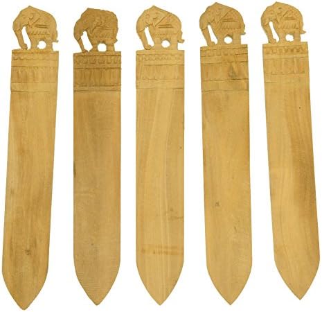 1 Pc Indian Sandalwood Carved Elephant Letter Opener Paper Knife Gift Curio Collect