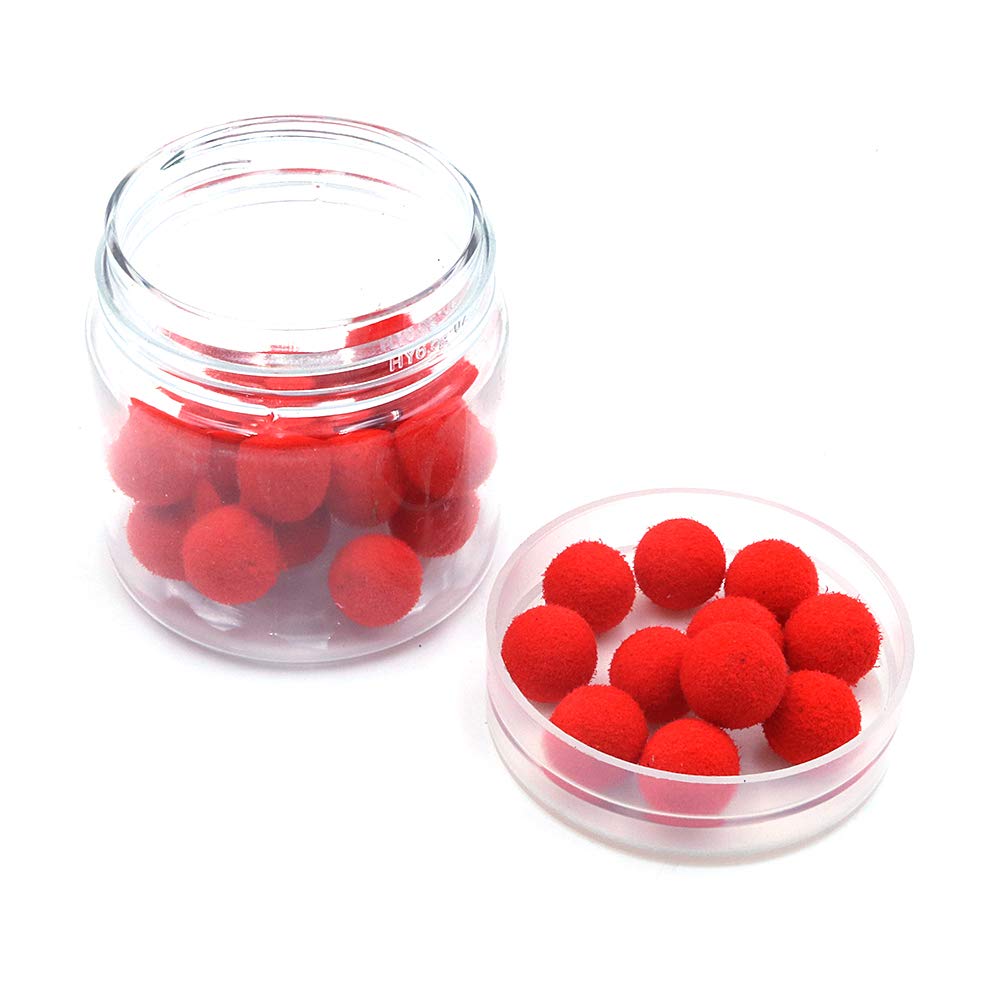 Namvo 1 Box of 30pcs Fishing Bait Smell Balls, Carp Bait Floating Fishing Lure Artificial Baits Beads Pops Up Smell Balls for Fishing Red-Strawberry 8mm
