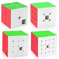 D-FantiX Speed Cube Bundle, Moyu Mofang Jiaoshi MF2S 2x2 MF3S 3x3 MF4S 4x4 MF5S 5x5 Stickerless Magic Cube Set with Gift Box