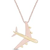 AFFY 14k Gold Over Sterling Silver Two-Tone Airplane Pendant Necklace, Travel Inspired Jewelry Gift for Women with 18" Chain Included