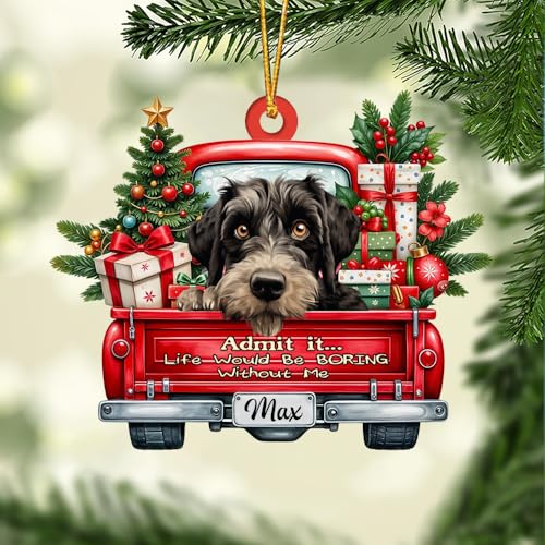 FAMITRENDZ Personalized Giant Schnauzer Dog On Red Truck… at Amazon