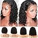 MGHNEED Curly Lace Front Human Hair Wigs With Baby Hair Pre Plucked Short Bob Wigs For Black Women Brazilian Remy Bleached Knots Glueless 13x6 150% Density (lace front wig 150% density, 12 inches)