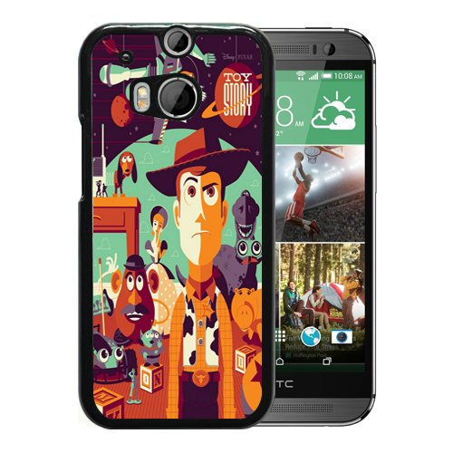 HTC ONE M8 Case,Retro Art Toy Story Disney Woody Buzz Potato Slinky 1 Black Shell Case for HTC ONE M8,Luxury Look