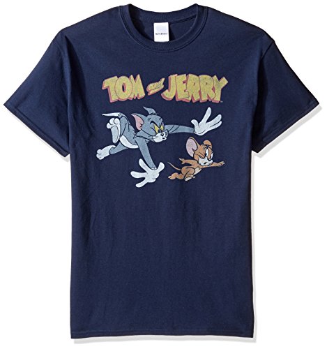 Tom and jerry men s chase t-shirt, navy, small