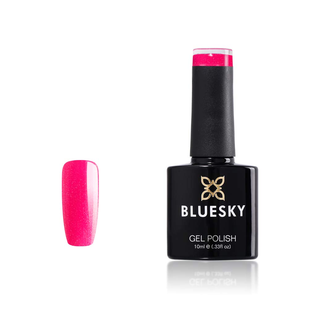 Bluesky Gel Nail Polish, Tender Kiss Dc20, Bright Pink Glitter, 10 ml (Requires Drying Under UV LED Lamp)
