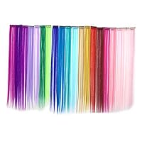 OKOK Bundle 24 Pieces Of 20 inches Multi-Colors Party Highlights colorful Clip In Synthetic Hair Extensions，Straight Long Hairpiece