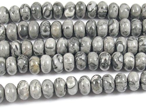 MAP STONE Picasso Jasper Rondelle Beads 15" Strand 5x8mm (74 Pcs)