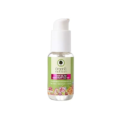 Organic Harvest Hair Oil for Dandruff Free Hair, Ideal for All Skin Type, ECOCERT & PeTA Certified, Paraben & Sulphate Free - 60ml