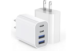 DAZANA 40W iPhone 17 16 Charger Block,2Pack 4-Port Fast USB C Charger Blocks,Multiport PD Power Adapter & QC Phone Charging Apple Adapter for iPhone 17 Air/17 Pro Max/16e/16 Pro/15/15Pro Max/14/13/12/11/iPad