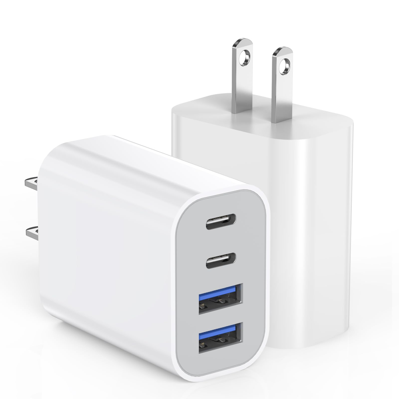 40W iPhone 17 16 Charger Block,2Pack 4-Port Fast USB C Charger Blocks,Multiport PD Power Adapter & QC Phone Charging Apple Adapter for iPhone 17 Air/17 Pro Max/16e/16 Pro/15/15Pro Max/14/13/12/11/iPad