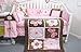 SoHo Pink and Brown Sweetie Garden Baby Crib Nursery Bedding Set 13 pcs included Diaper Bag with Changing Pad & Bottle Case